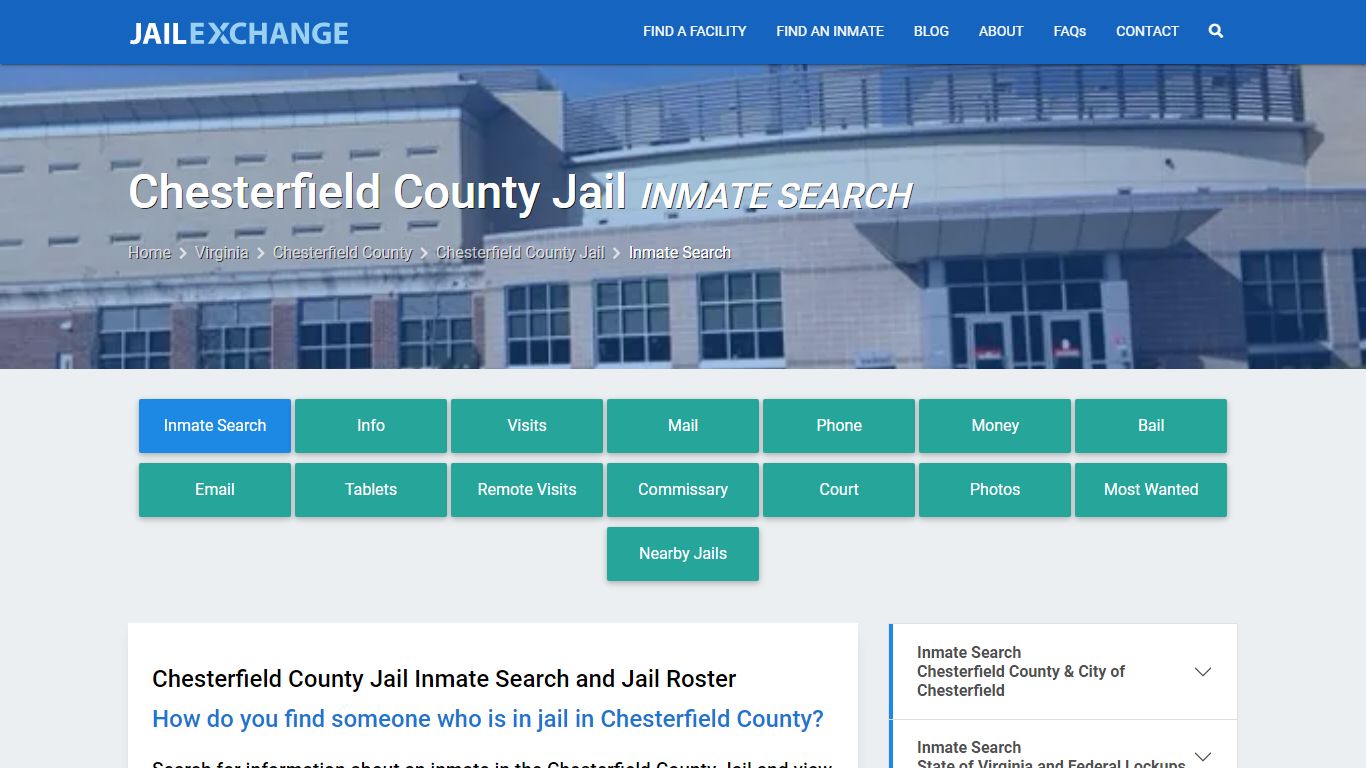 Inmate Search: Roster & Mugshots - Chesterfield County Jail, VA