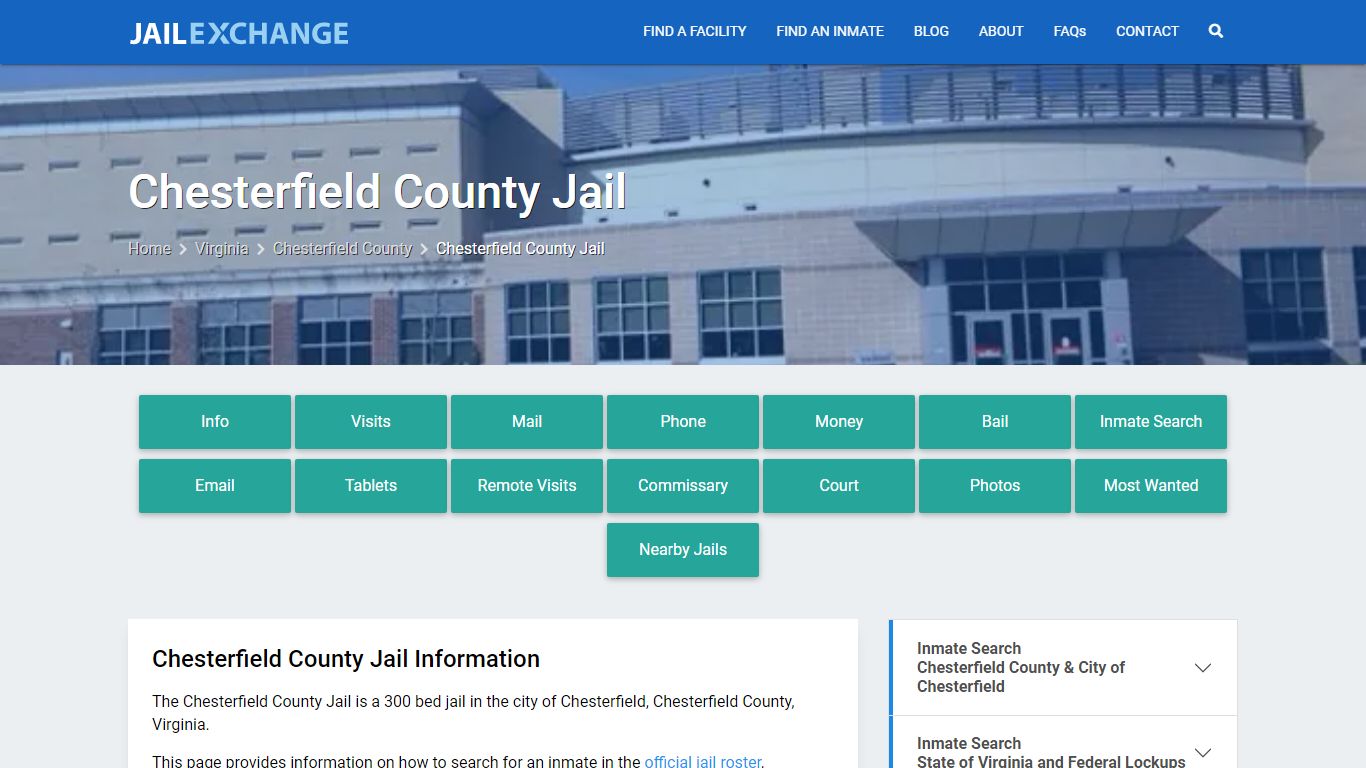 Chesterfield County Jail, VA Inmate Search, Information